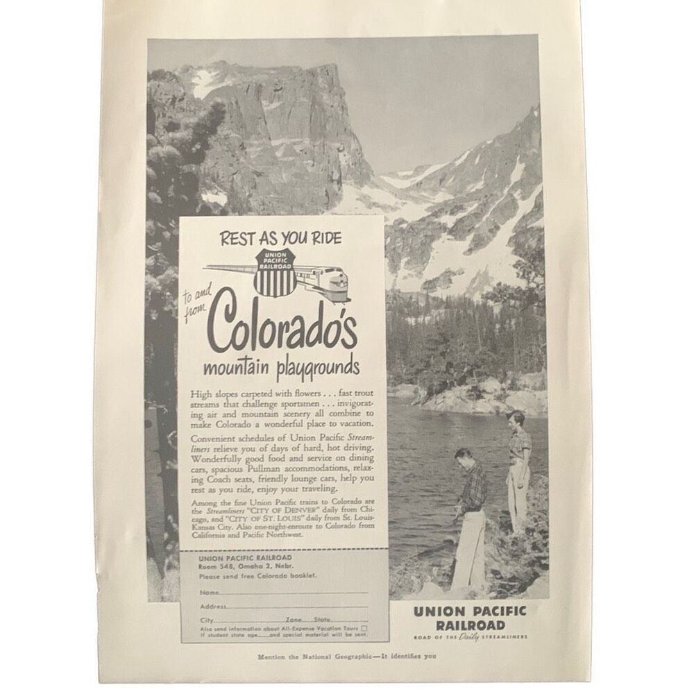 Vintage 1952 Union Pacific Colorado’s Mountain Ad Advertisement